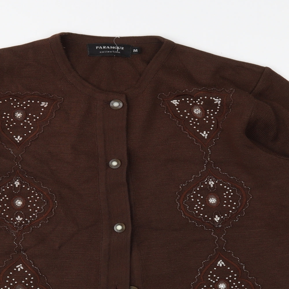 Paramour Womens Brown  Knit Cardigan Jumper Size M