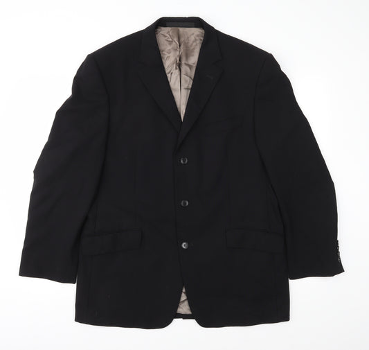 Front view of Preworn men’s black jacket suit jacket, size 42