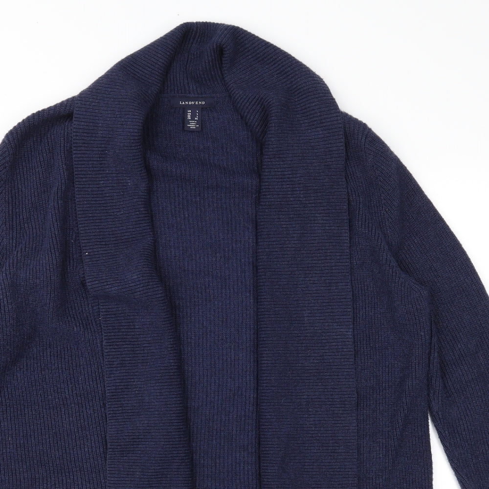 Lands' End Womens Blue  Knit Cardigan Jumper Size L
