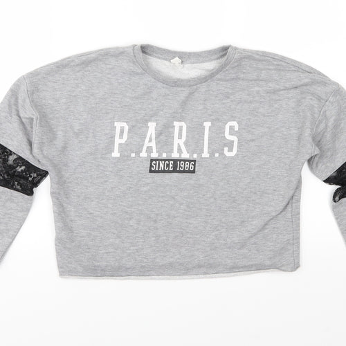 Candy Couture Girls Grey  Jersey Pullover Sweatshirt Size 10 Years