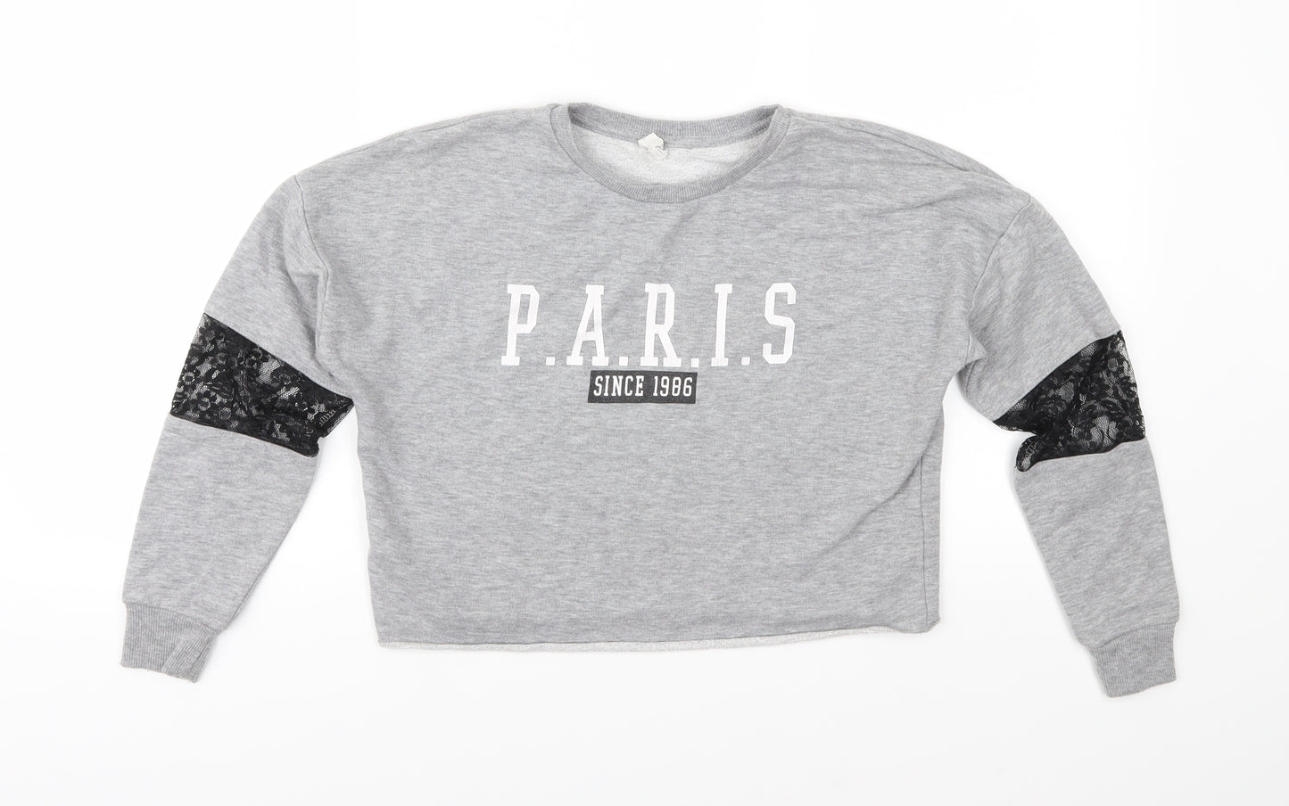 Candy Couture Girls Grey  Jersey Pullover Sweatshirt Size 10 Years