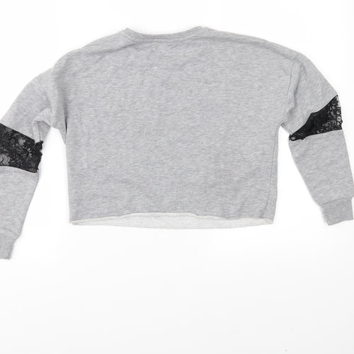 Candy Couture Girls Grey  Jersey Pullover Sweatshirt Size 10 Years