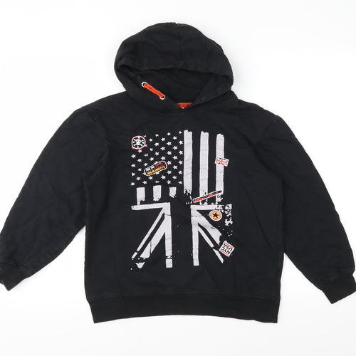 Bon Prix Boys Black  Jersey Pullover Hoodie Size 12-13 Years