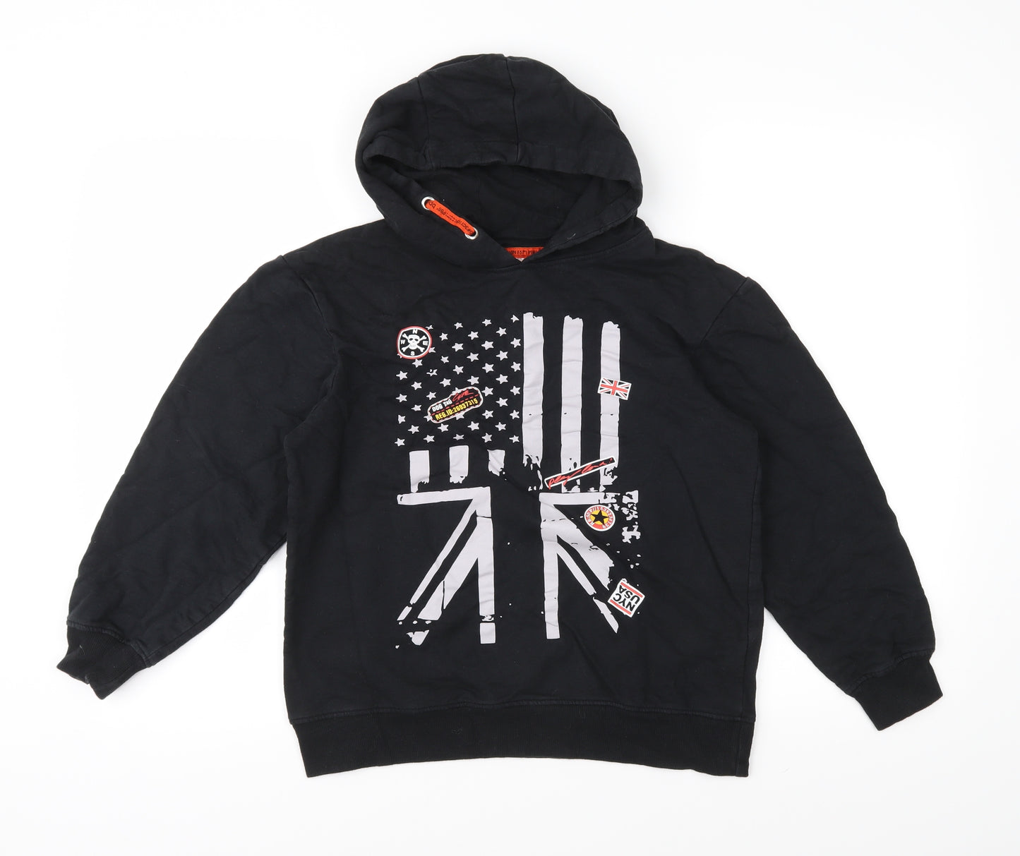 Bon Prix Boys Black  Jersey Pullover Hoodie Size 12-13 Years