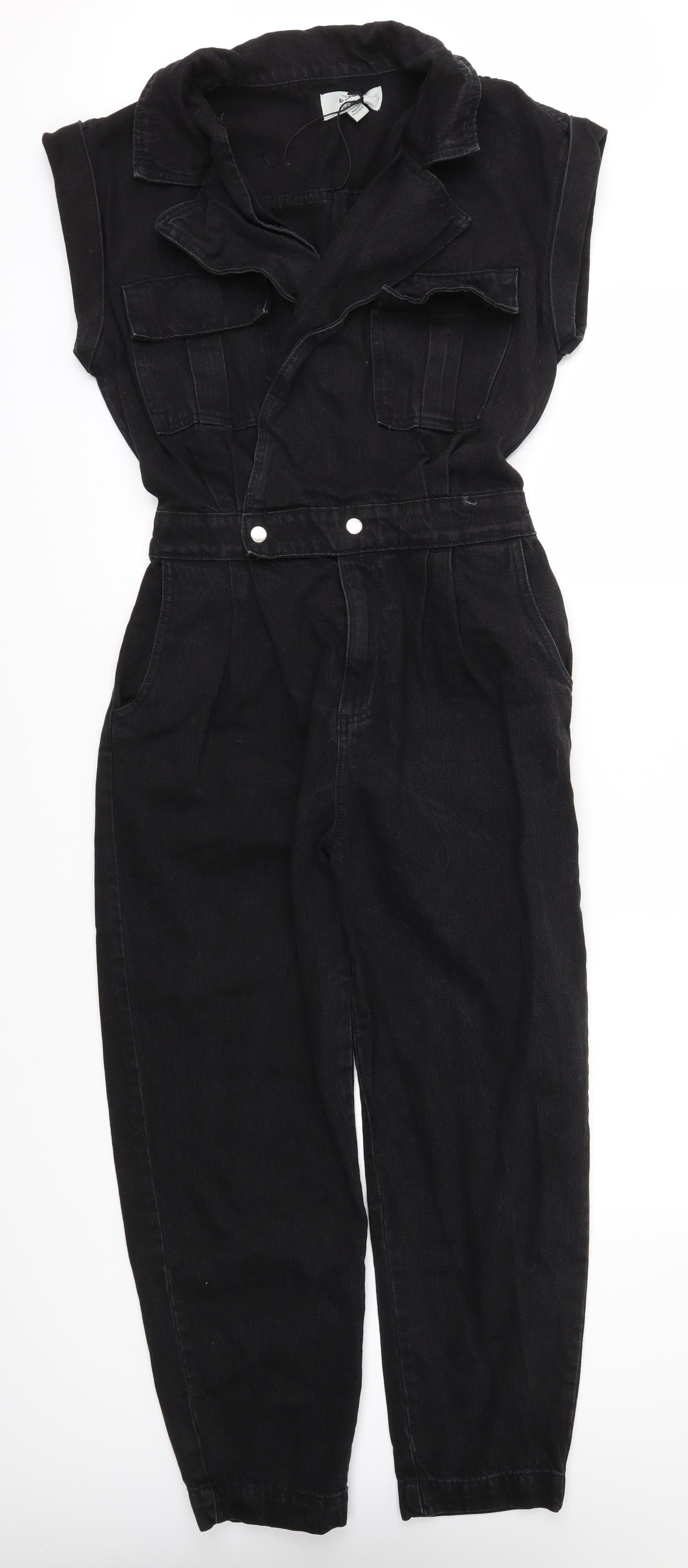 New Look Womens Black  Denim Coverall One-Piece Size 14