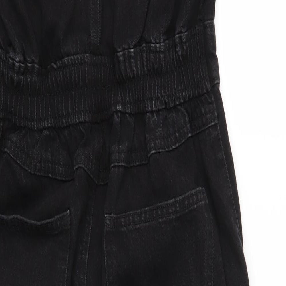 New Look Womens Black  Denim Coverall One-Piece Size 14