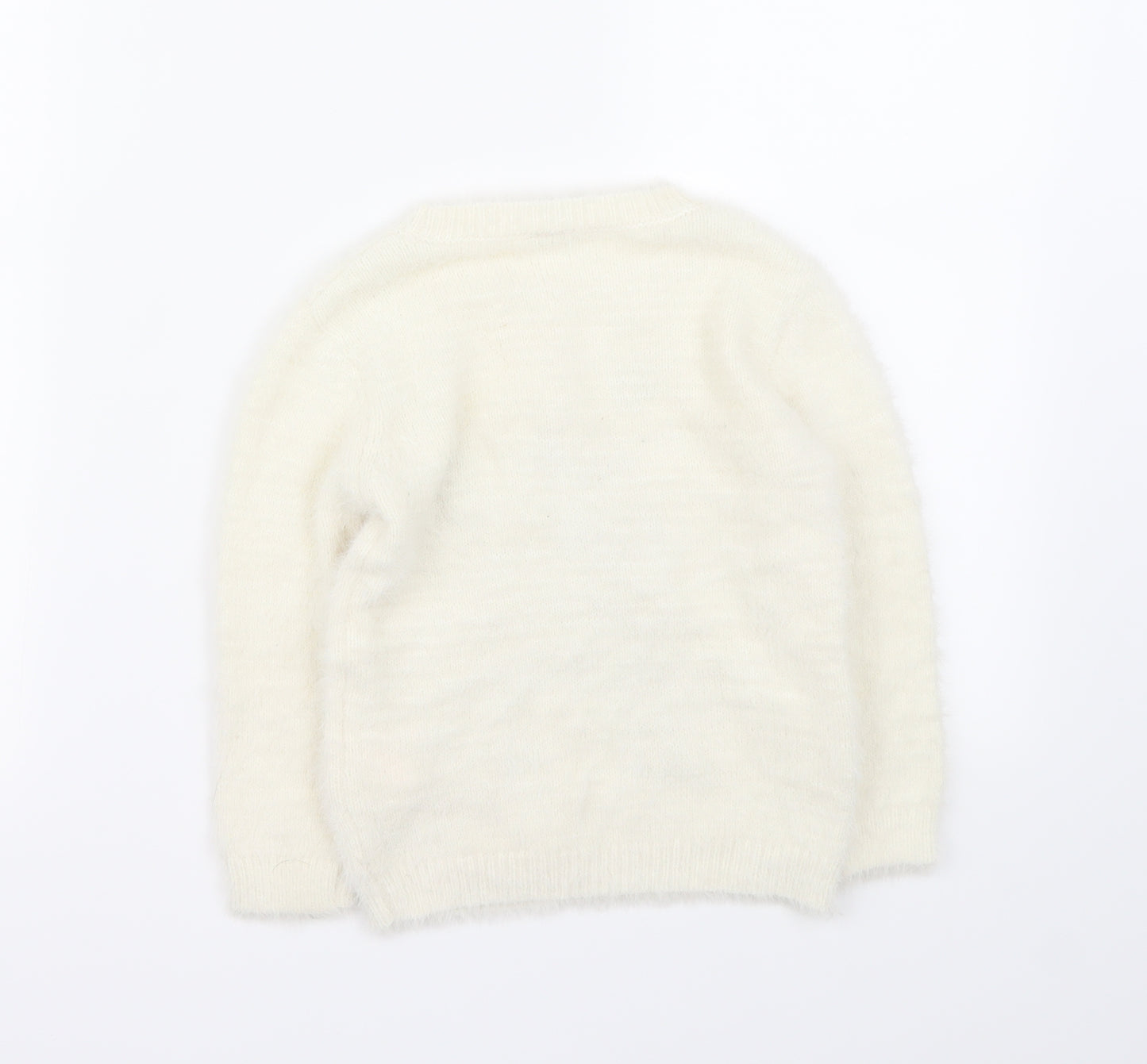 TU Girls Ivory   Pullover Jumper Size 3-4 Years  - Christmas jumper