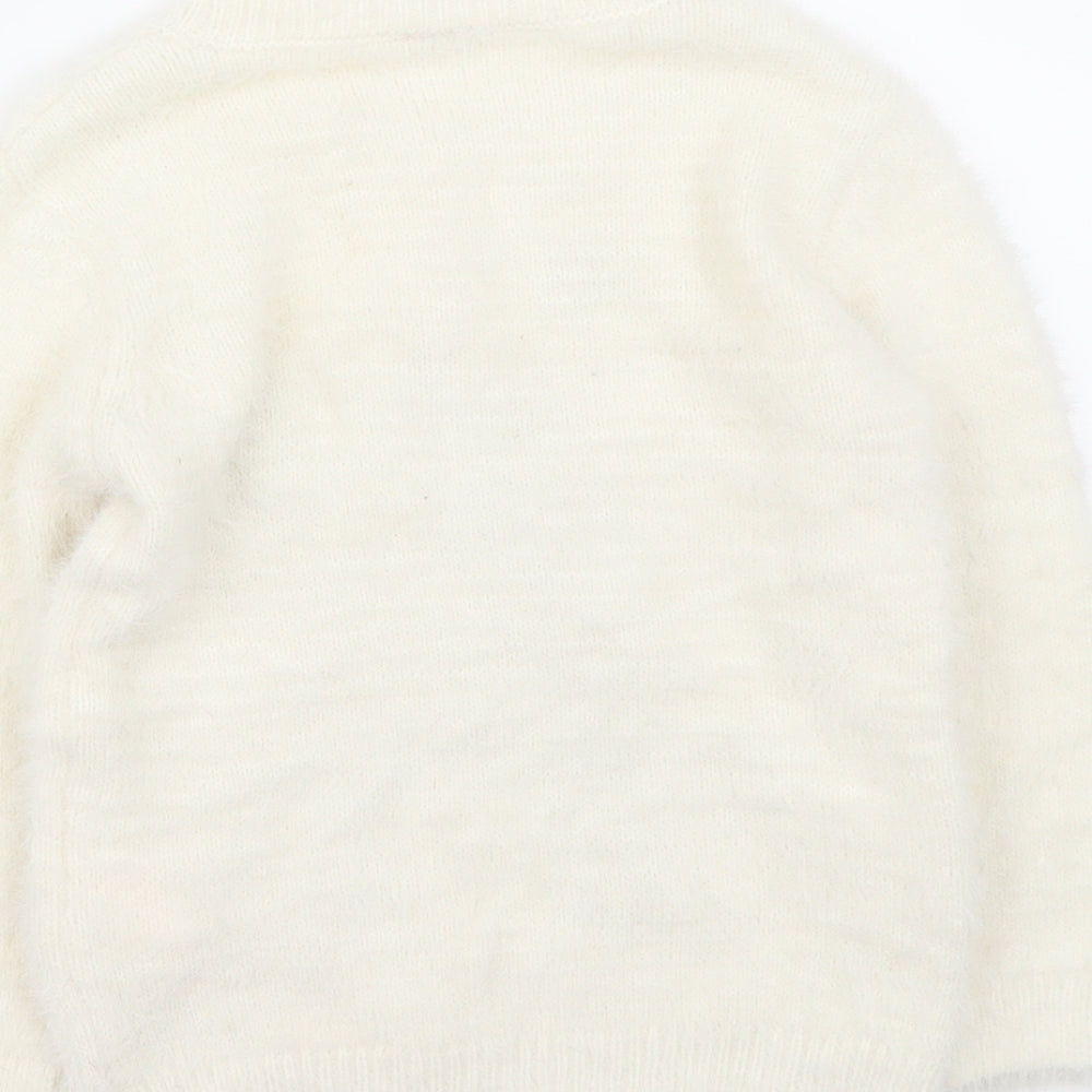 TU Girls Ivory   Pullover Jumper Size 3-4 Years  - Christmas jumper