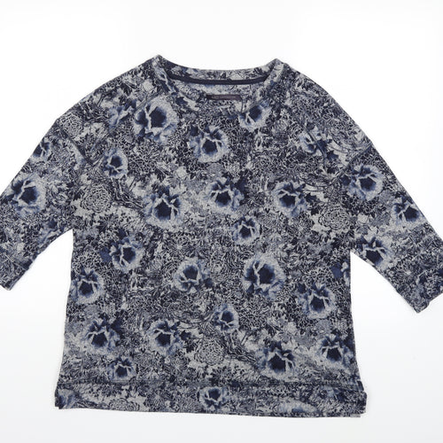 Marks and Spencer Womens Blue Floral  Pullover Jumper Size 14