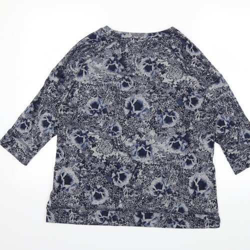 Marks and Spencer Womens Blue Floral  Pullover Jumper Size 14