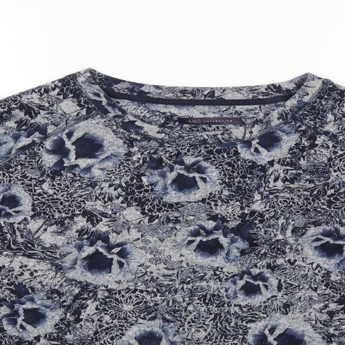 Marks and Spencer Womens Blue Floral  Pullover Jumper Size 14