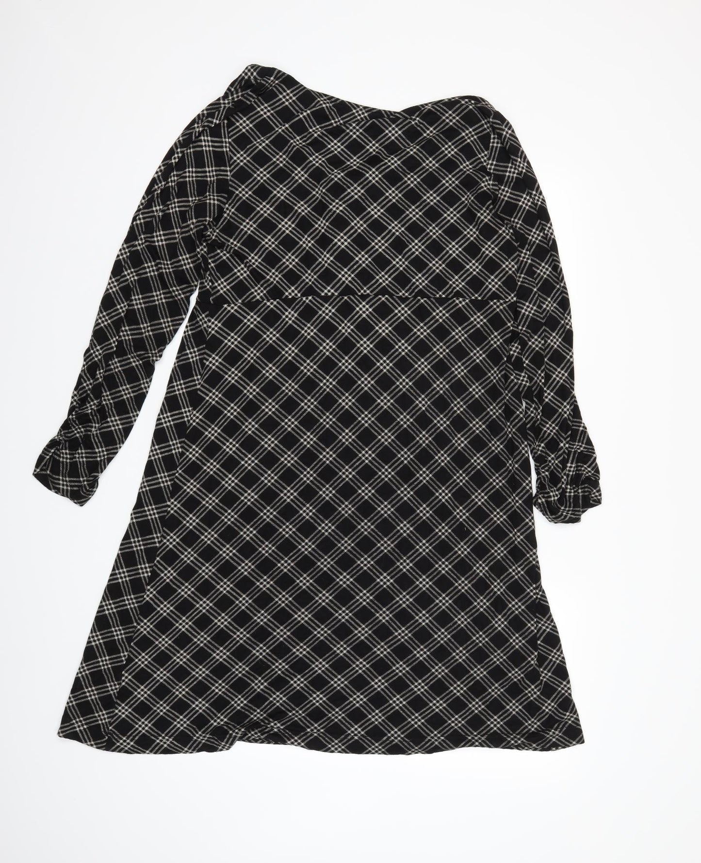 Adini Womens Black Check  T-Shirt Dress  Size L