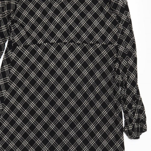Adini Womens Black Check  T-Shirt Dress  Size L