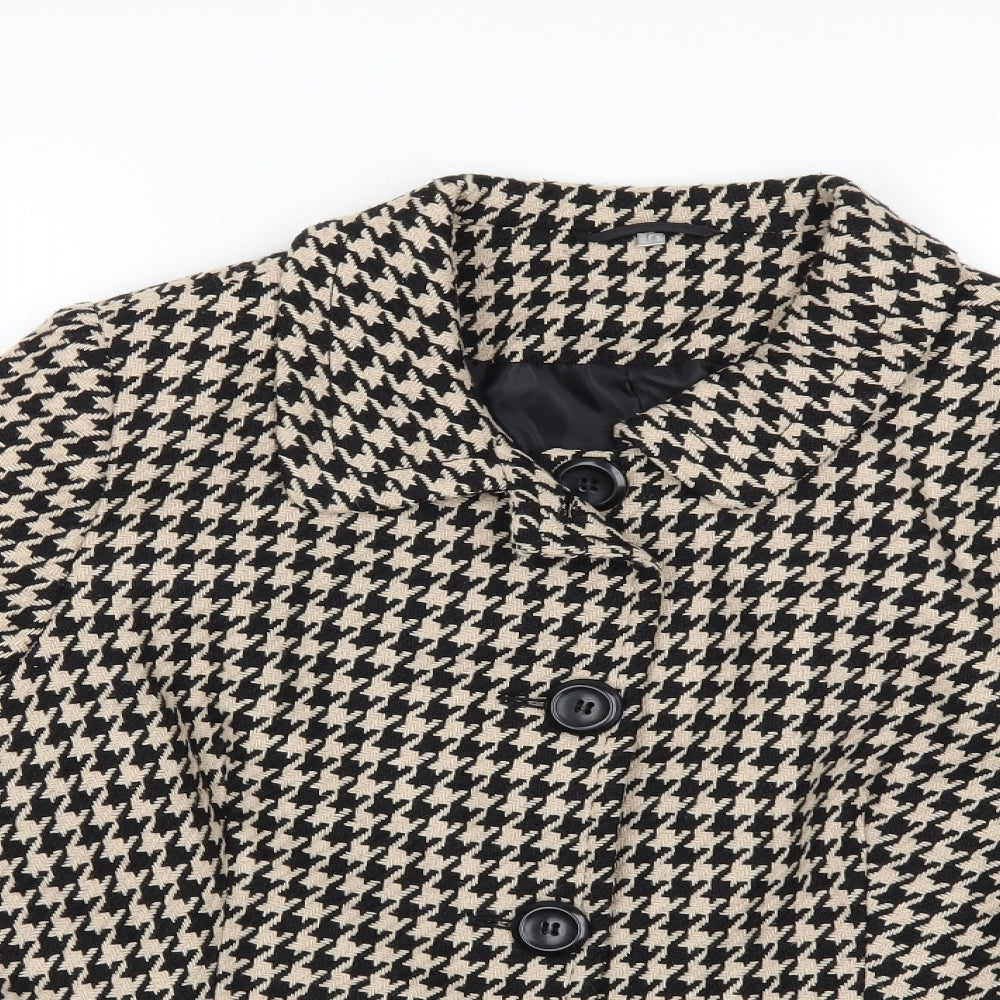 Preworn Womens Beige Houndstooth  Jacket Coat Size 18