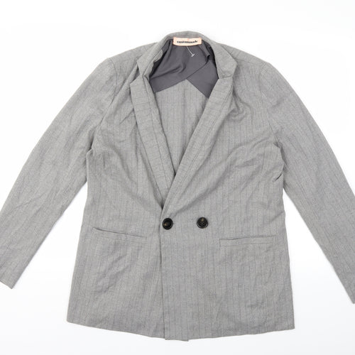 Custommade Womens Grey Striped  Jacket Blazer Size M