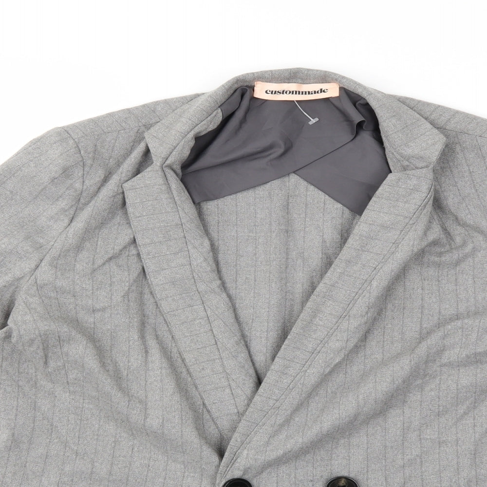 Custommade Womens Grey Striped  Jacket Blazer Size M