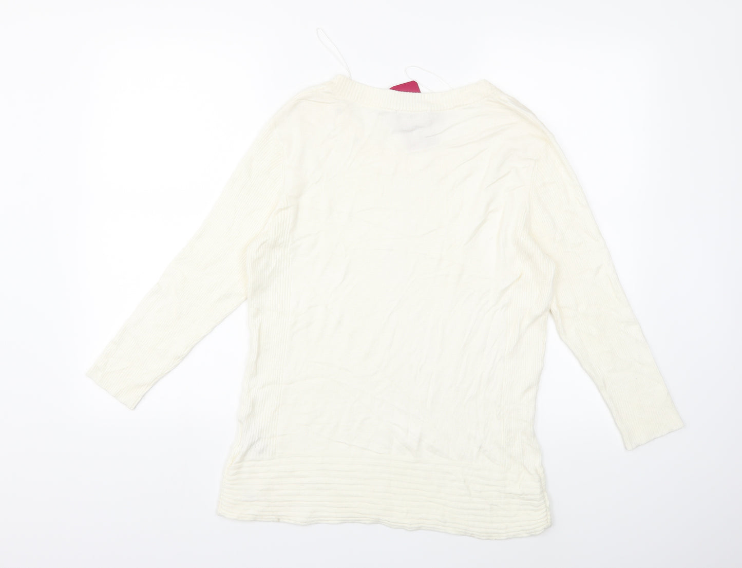 Klass Womens White  Knit Pullover Jumper Size L