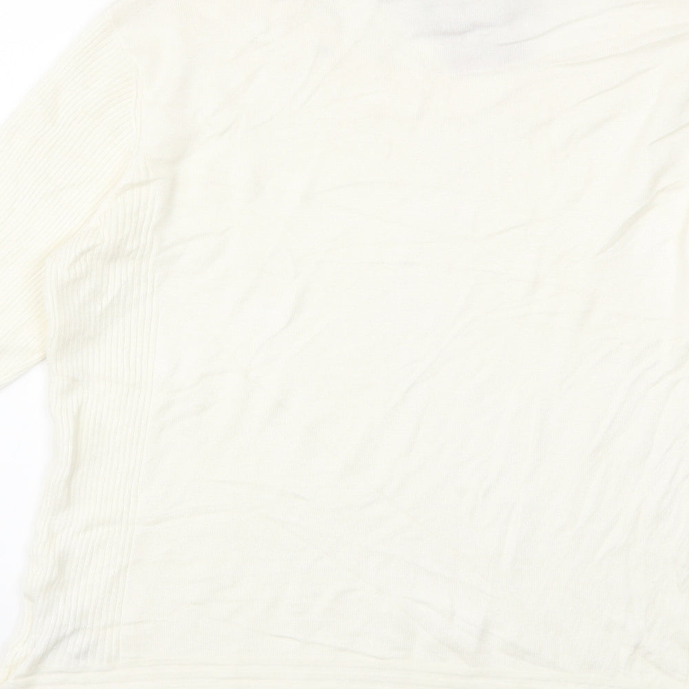 Klass Womens White  Knit Pullover Jumper Size L