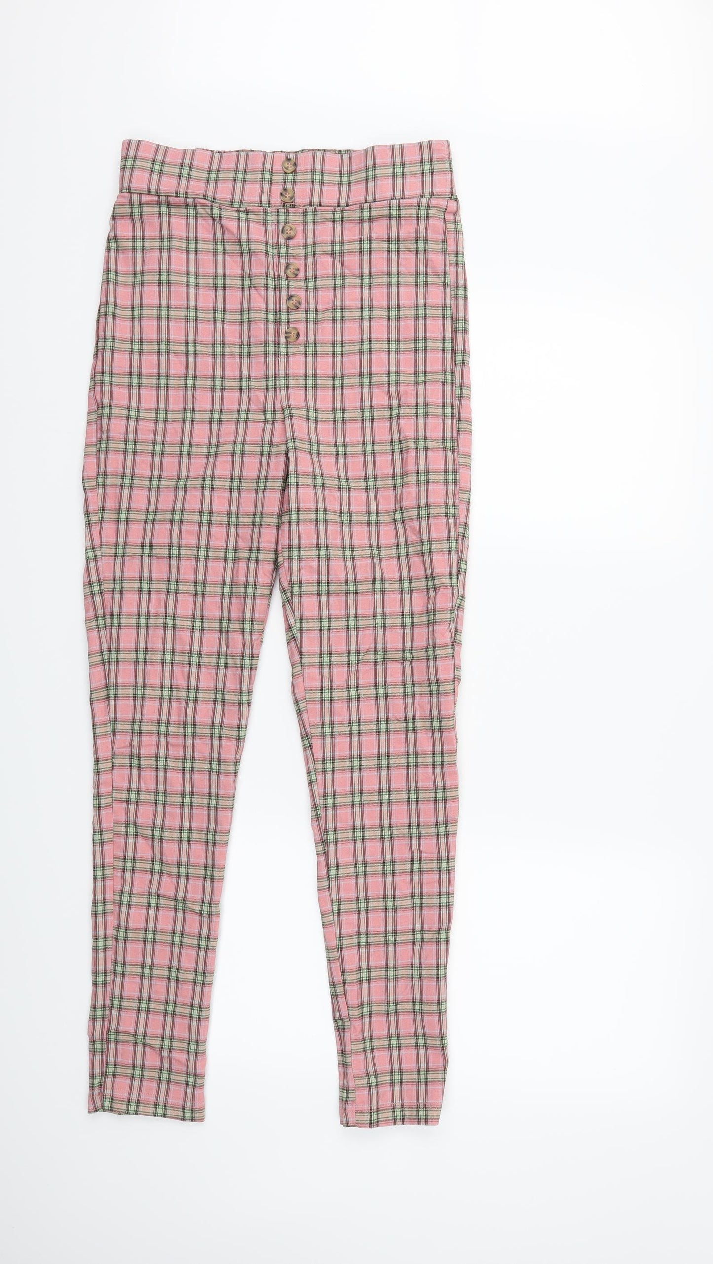 KROPP Womens Pink Check  Trousers  Size 14 L28 in