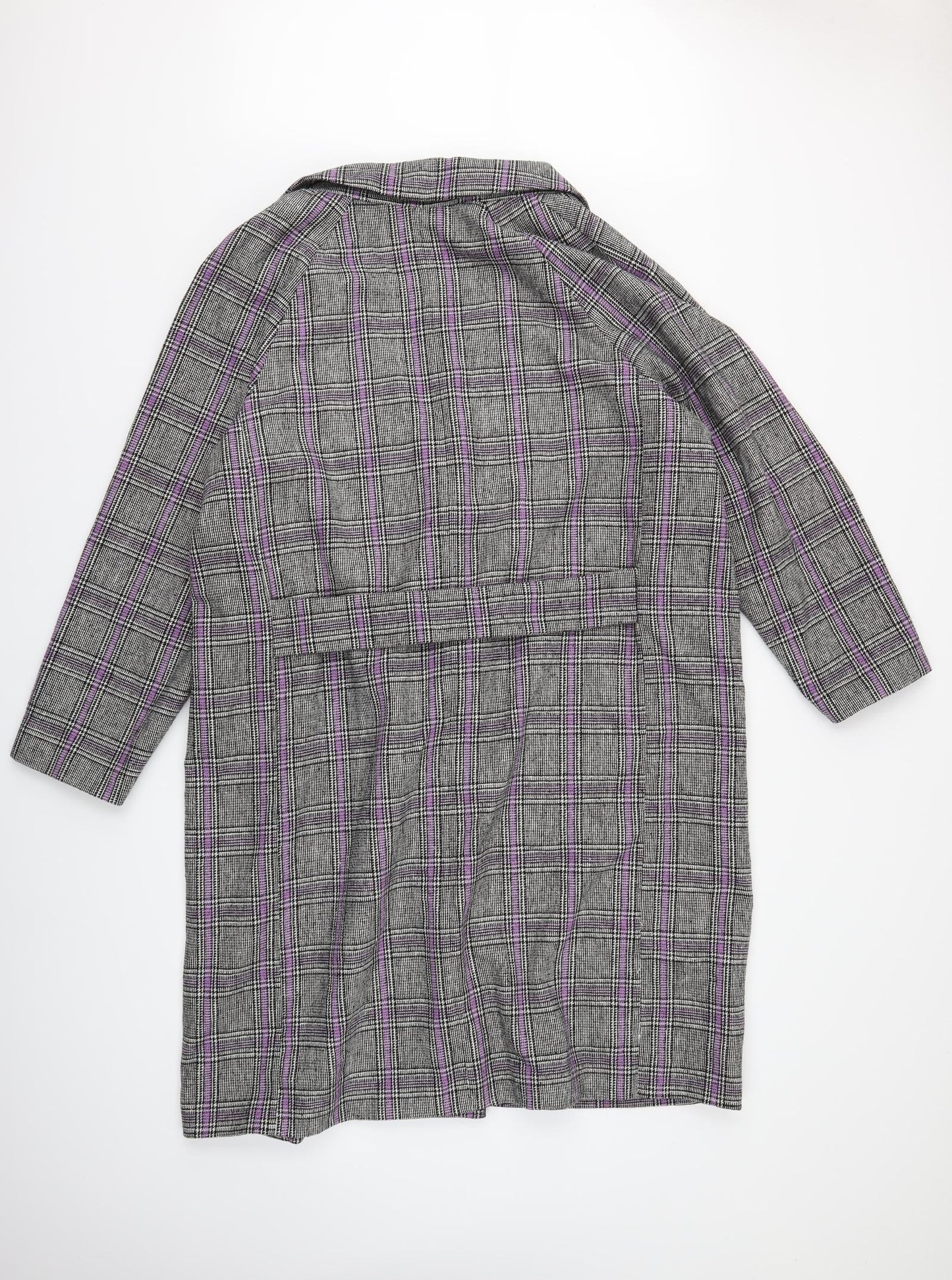 Primark Womens Grey Check  Overcoat Coat Size 20