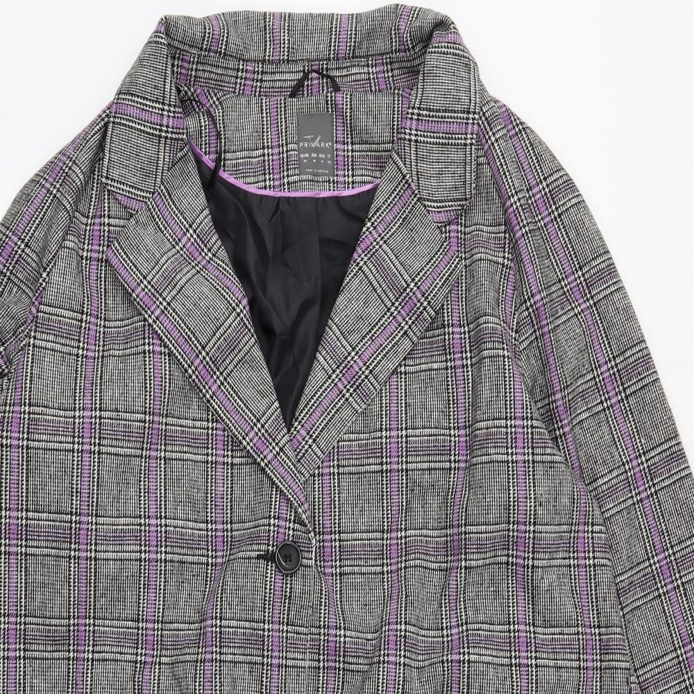 Primark Womens Grey Check  Overcoat Coat Size 20
