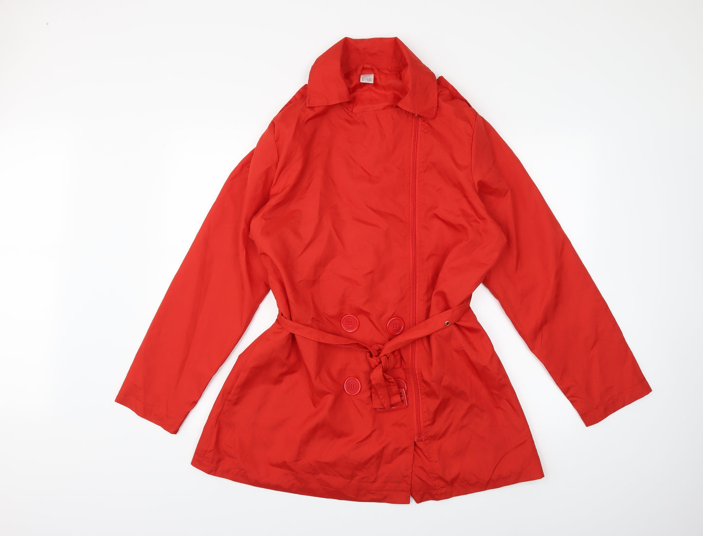Preworn Womens Red   Trench Coat Coat Size 14