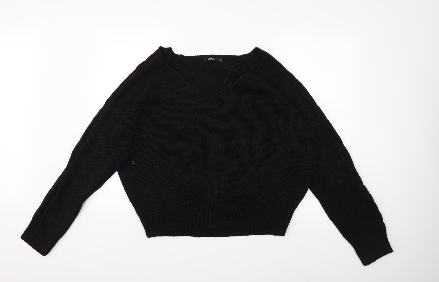 Boohoo Womens Black  Knit Pullover Jumper Size M