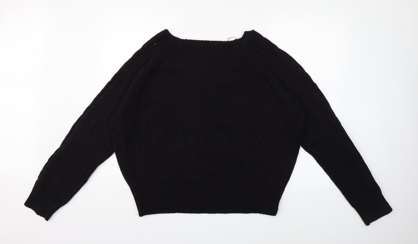 Boohoo Womens Black  Knit Pullover Jumper Size M