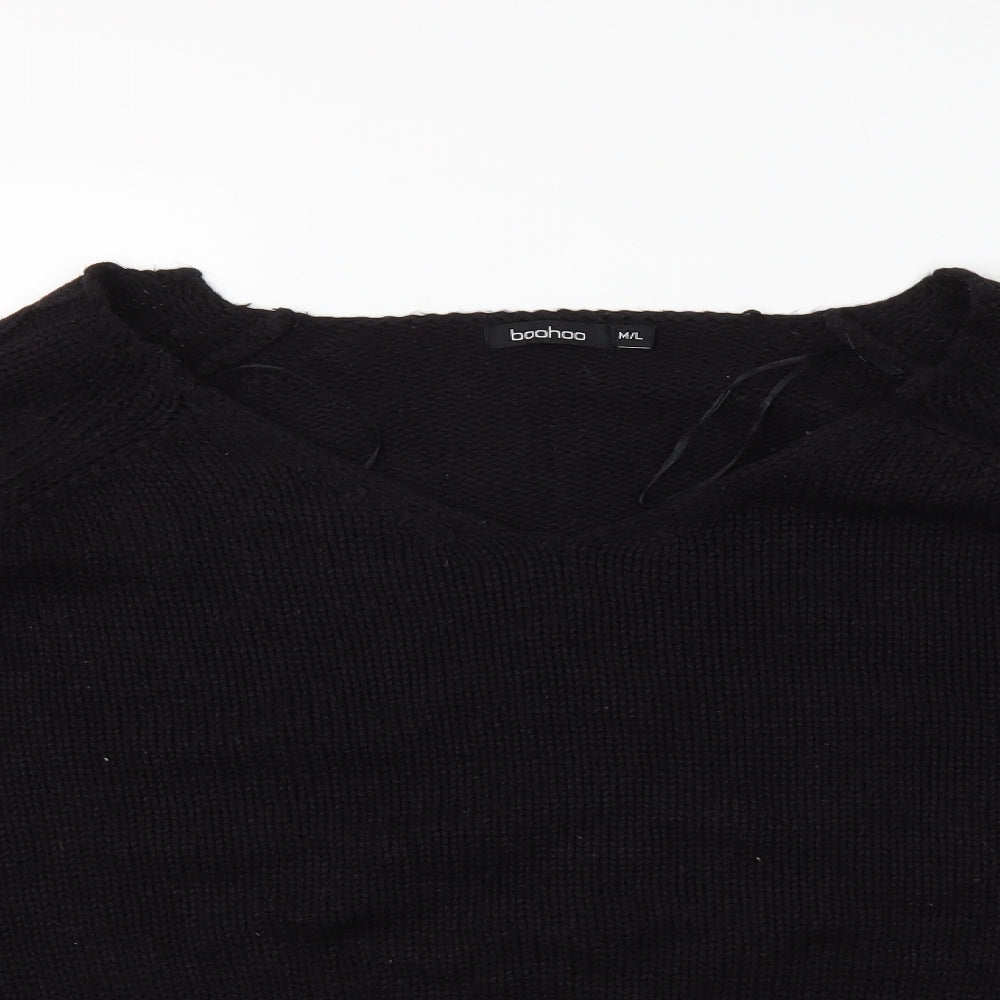 Boohoo Womens Black  Knit Pullover Jumper Size M