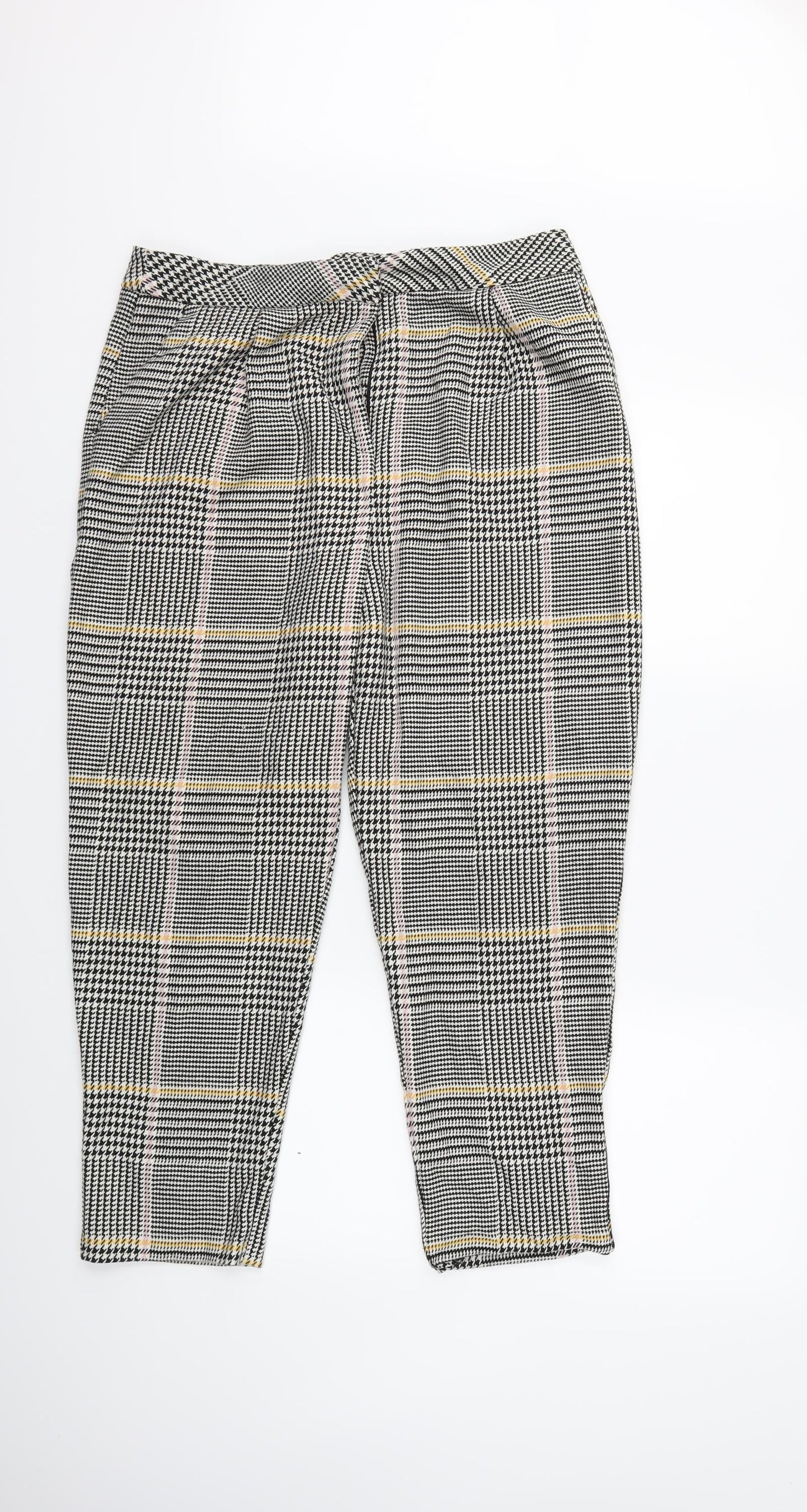 Topshop Womens Grey Check  Trousers  Size 16 L27 in