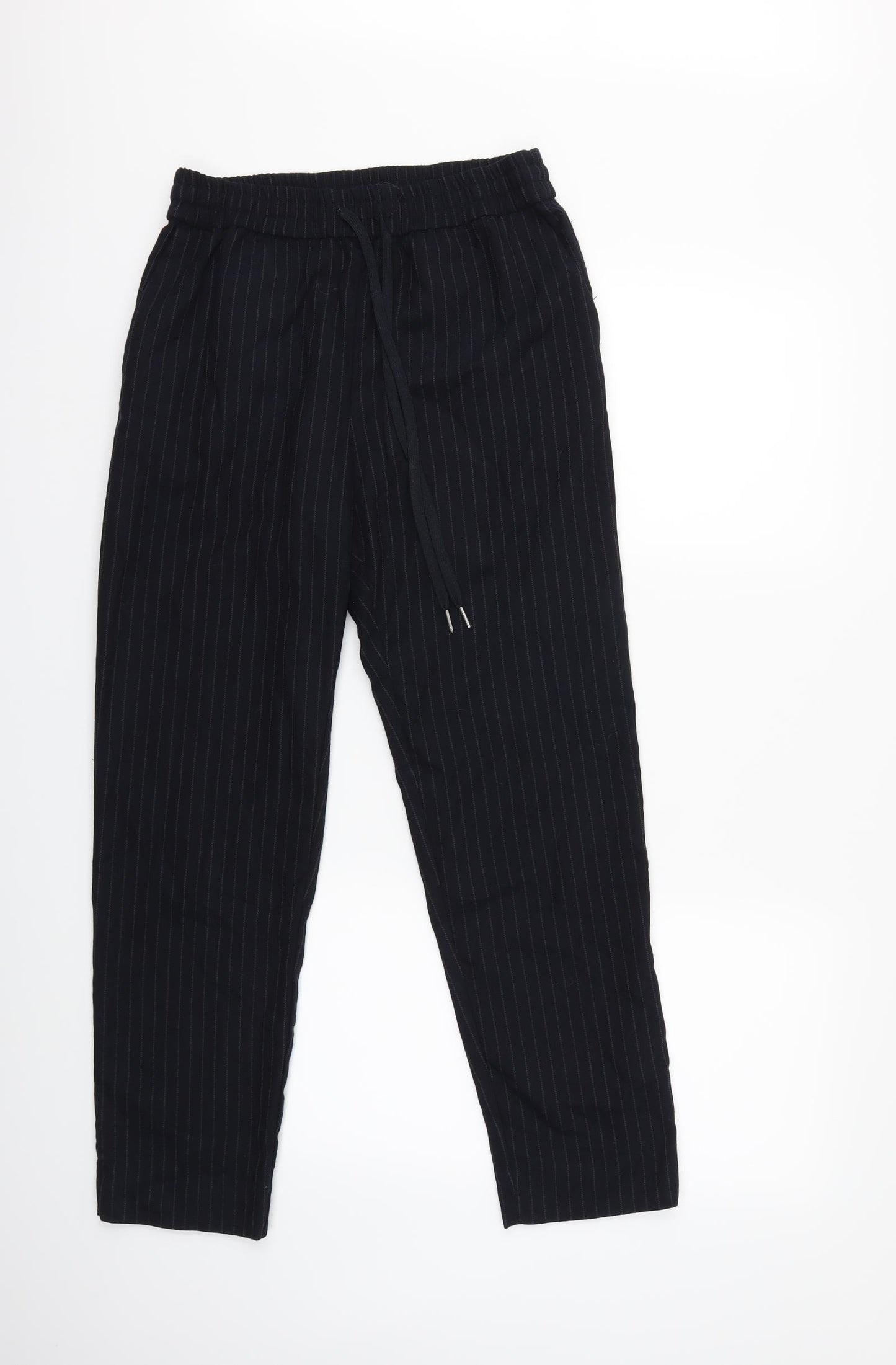 H&M Womens Blue Striped  Trousers  Size 10 L27 in
