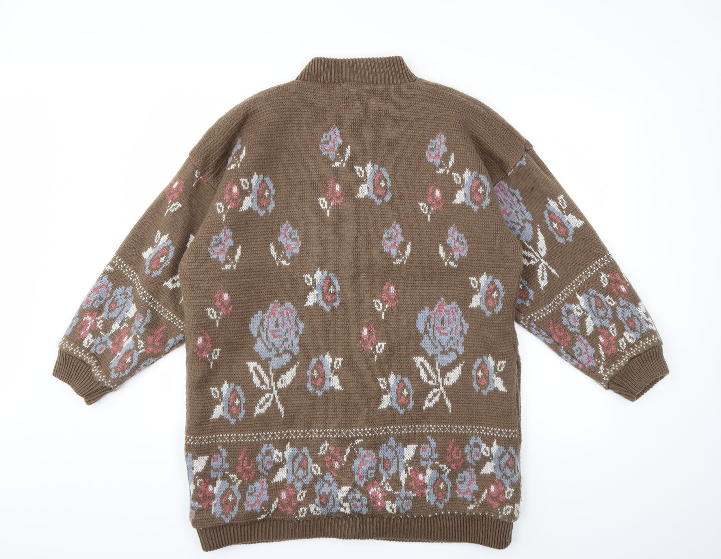Preworn Womens Brown Floral  Cardigan Jumper Size S