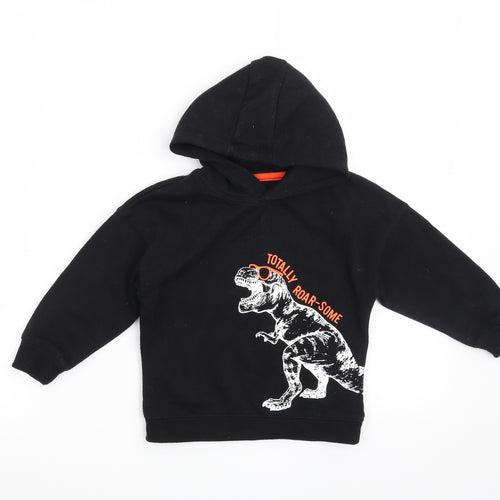 Primark Boys Black   Pullover Hoodie Size 2-3 Years  - Totally Roar-some
