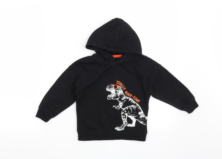 Primark Boys Black Pullover Hoodie Size 2-3 Years - Totally Roar-some