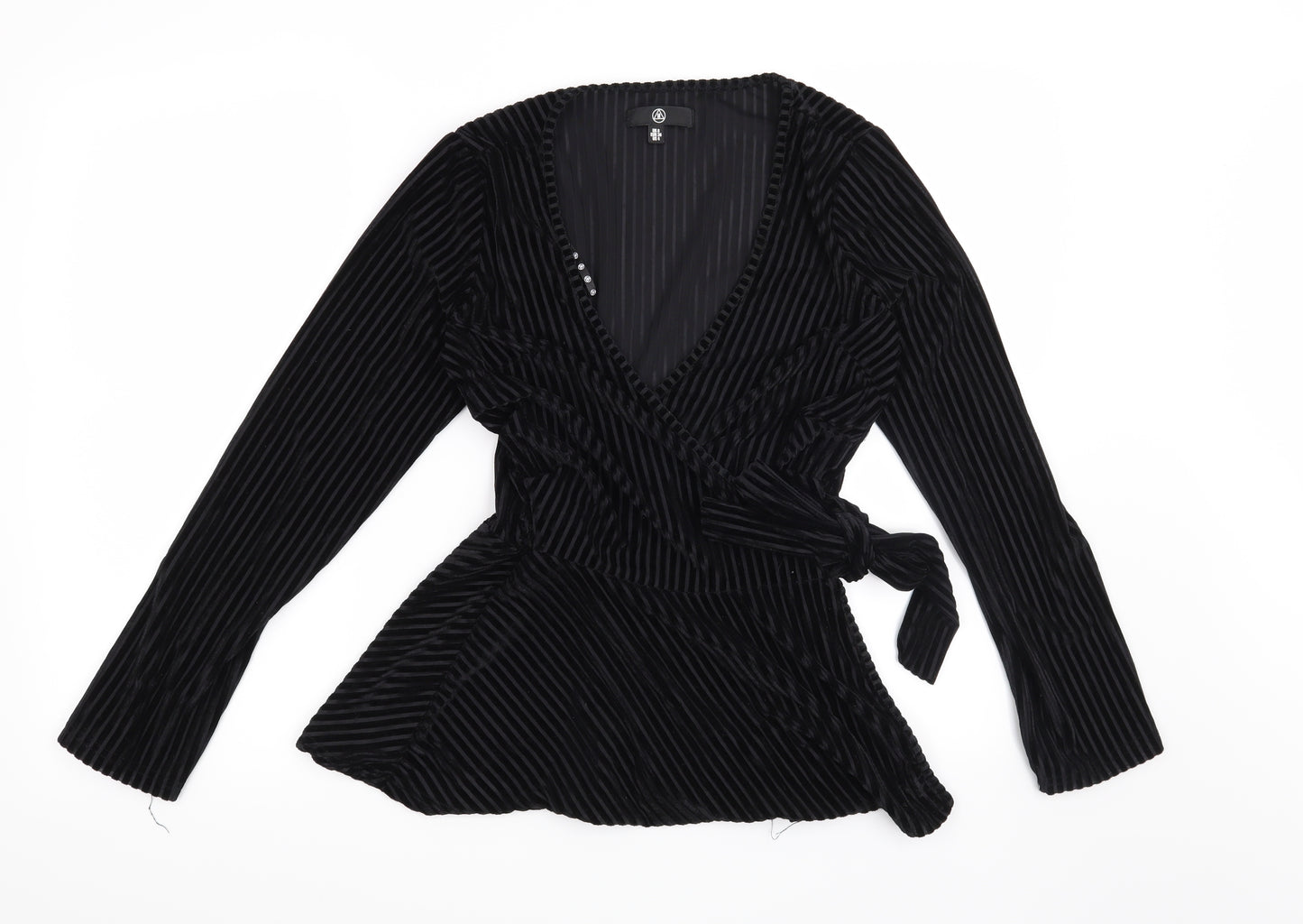 Missguided Womens Black Striped  Basic Blouse Size 8