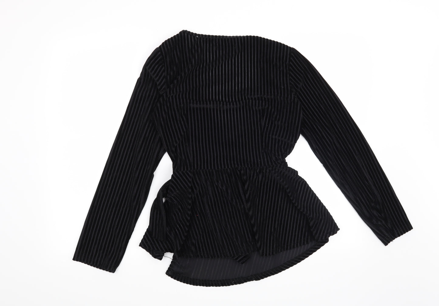 Missguided Womens Black Striped  Basic Blouse Size 8