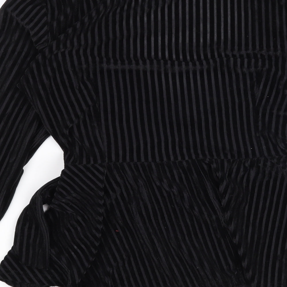 Missguided Womens Black Striped  Basic Blouse Size 8