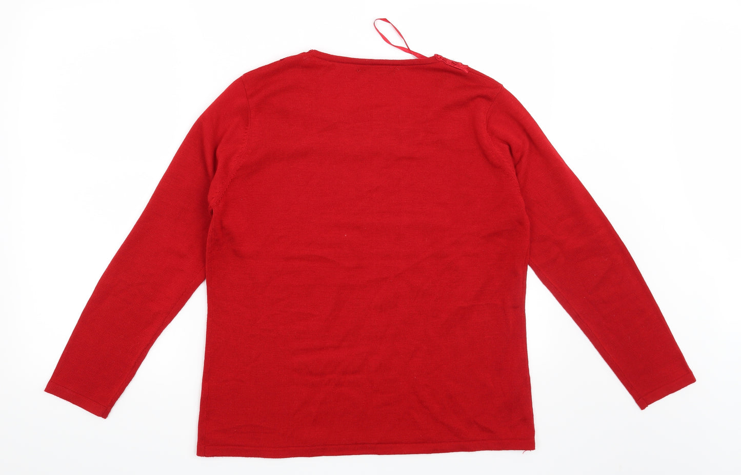Bon Marché Womens Red Floral  Pullover Jumper Size M