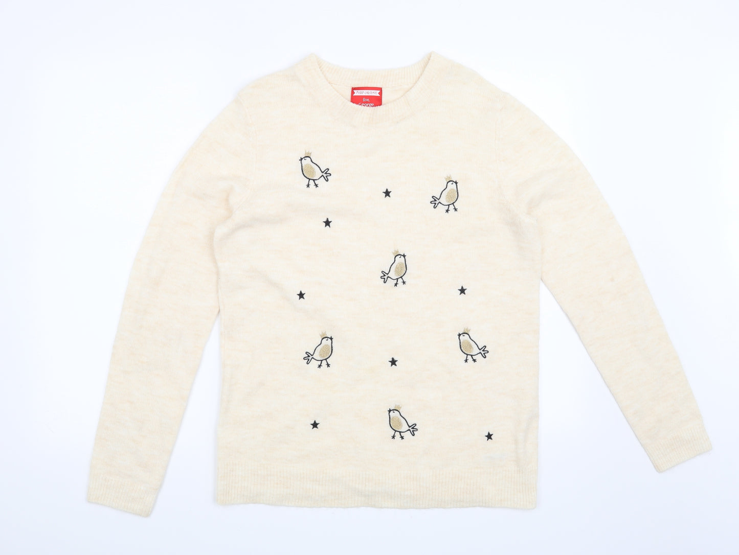 George Womens Beige   Pullover Jumper Size 14  - Christmas Robin