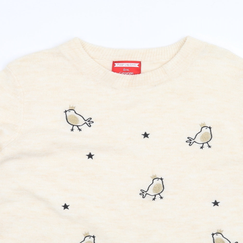 George Womens Beige   Pullover Jumper Size 14  - Christmas Robin