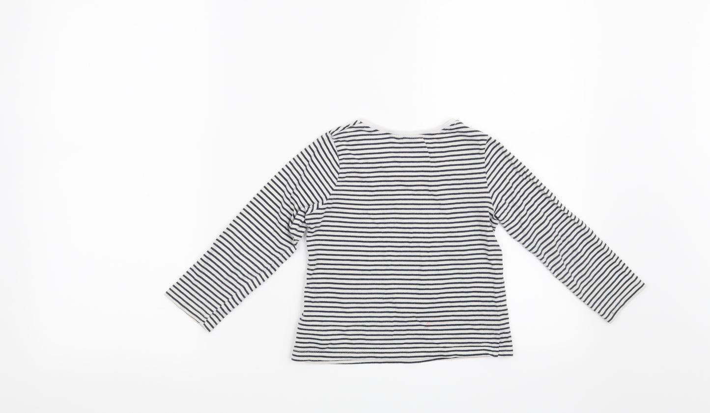 NEXT Girls Blue Striped  Basic T-Shirt Size 3-4 Years  - Dinosaur