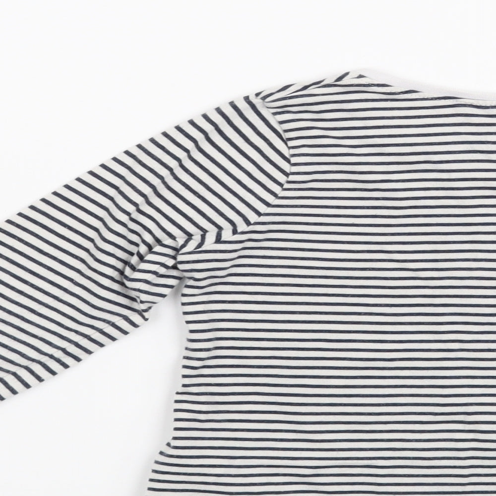 NEXT Girls Blue Striped  Basic T-Shirt Size 3-4 Years  - Dinosaur