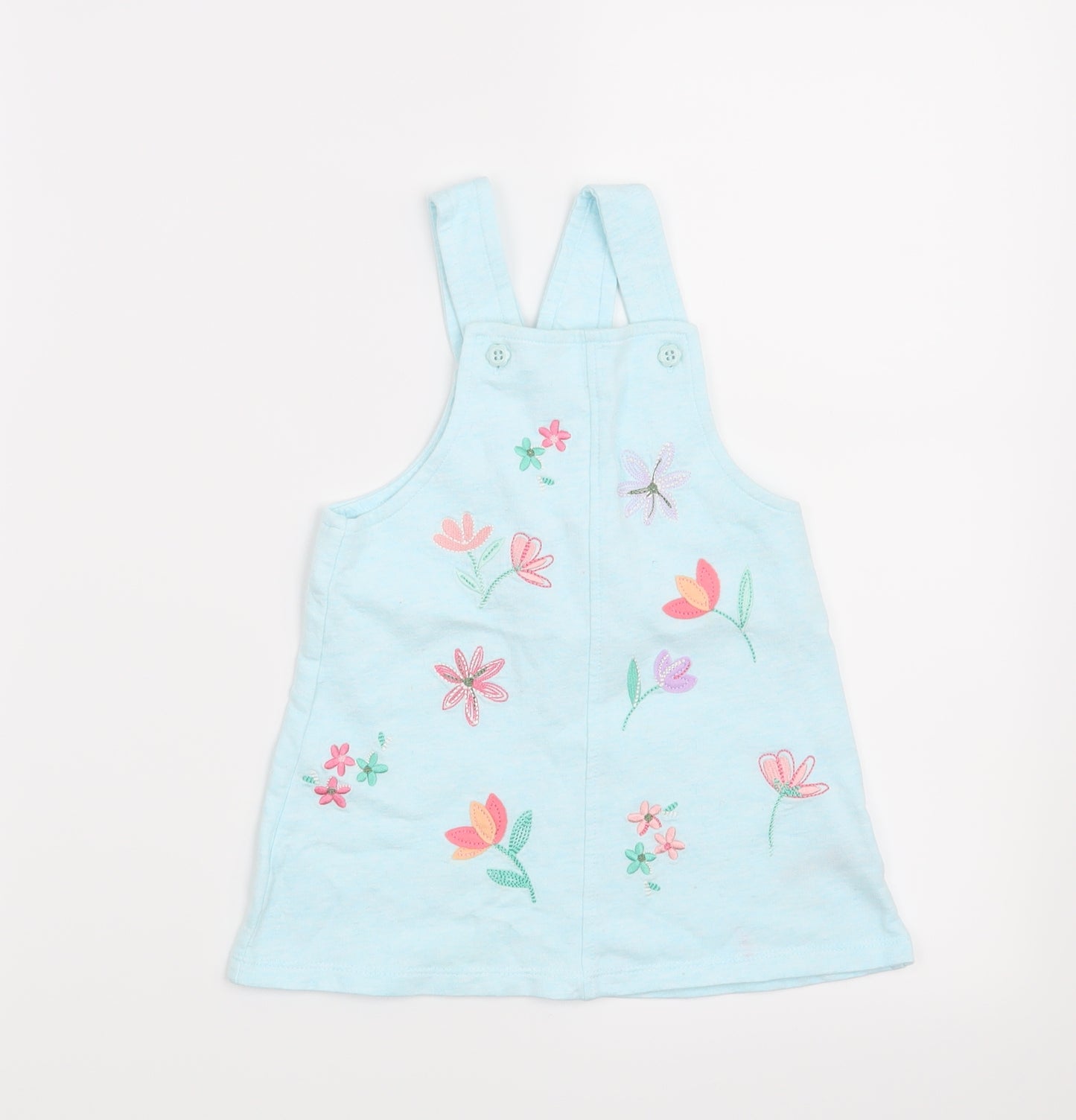 Nutmeg  Blue Floral  Pinafore/Dungaree Dress  Size 9-12 Months