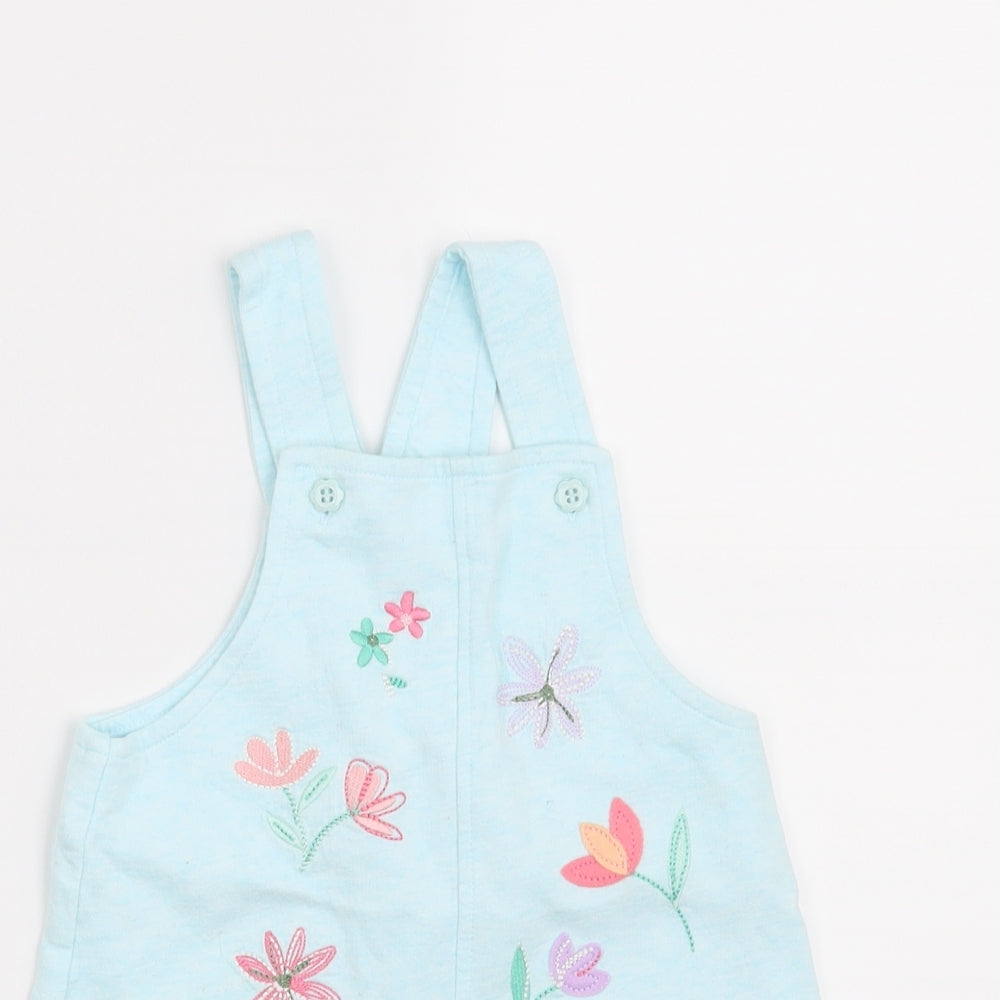 Nutmeg  Blue Floral  Pinafore/Dungaree Dress  Size 9-12 Months