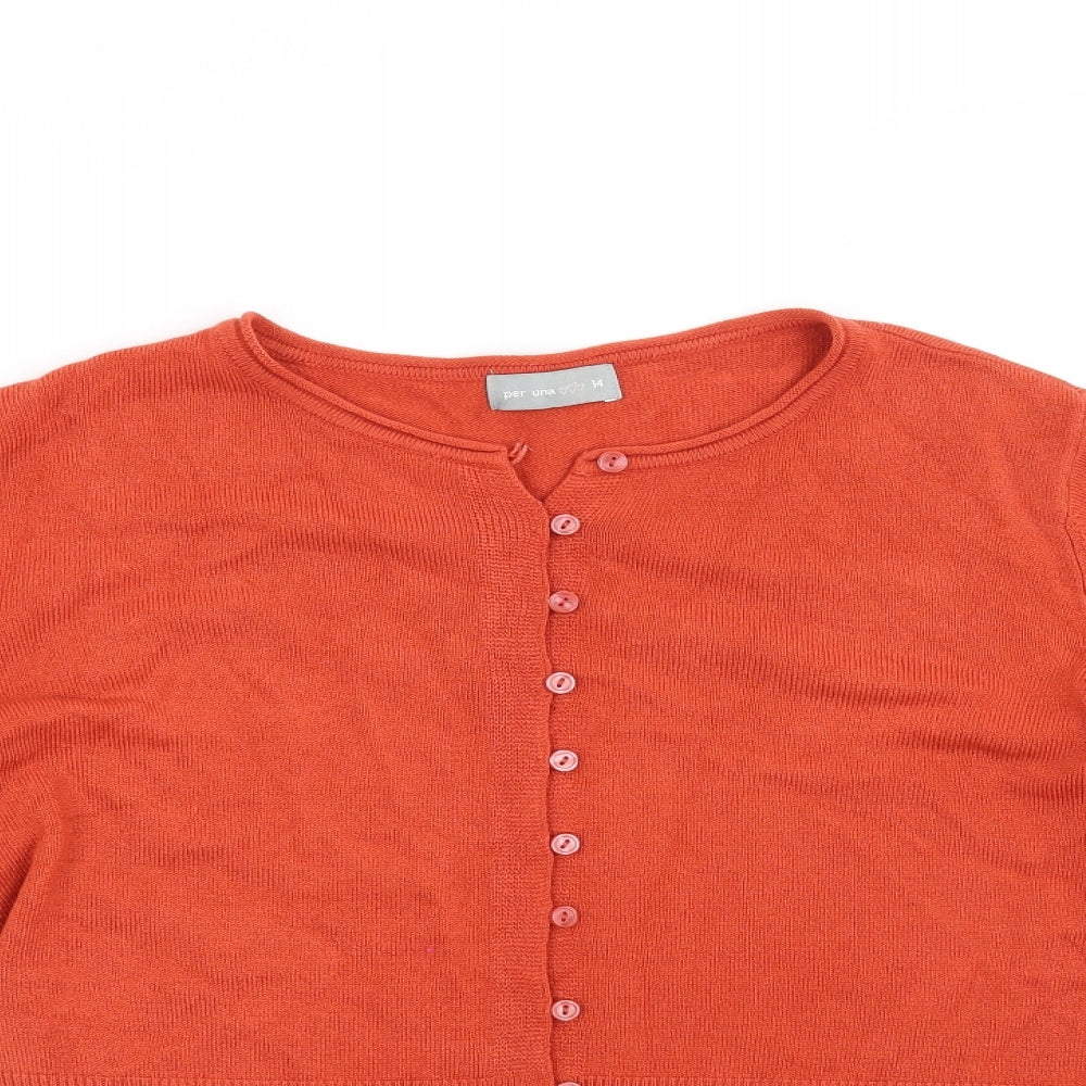 Per Una Womens Orange   Cardigan Jumper Size 14
