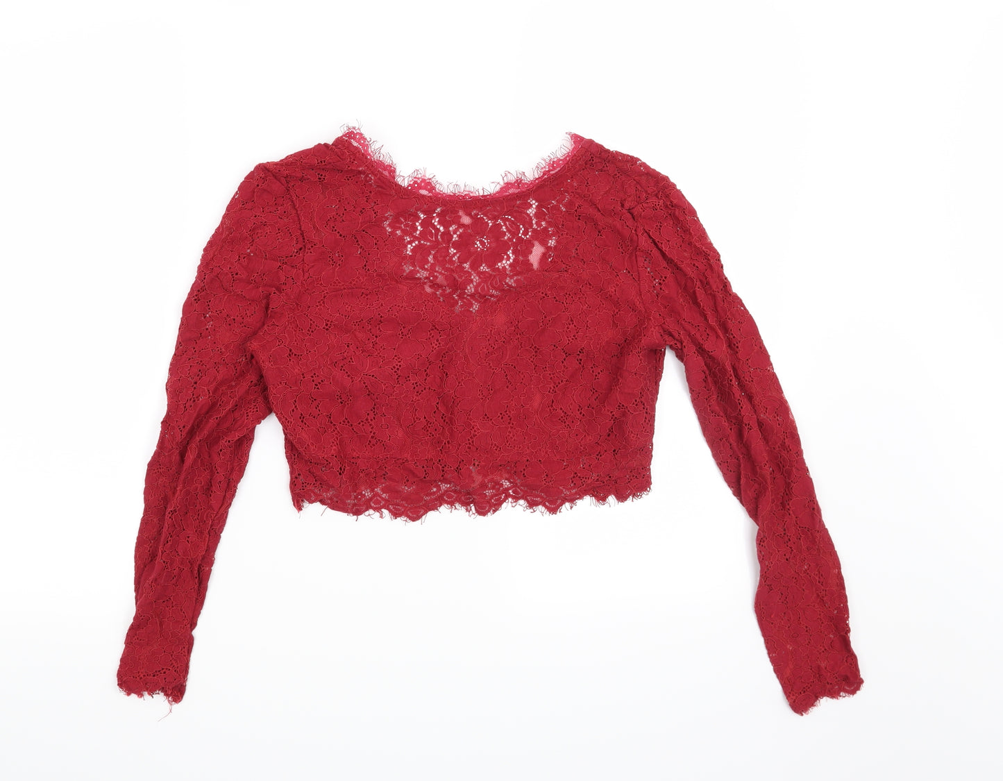 Boohoo Womens Red Floral   Blouse Size S