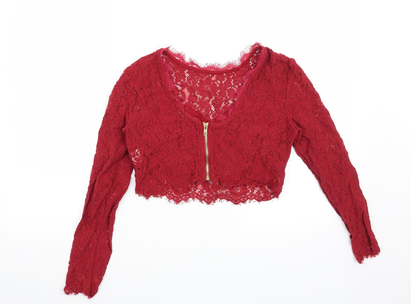 Boohoo Womens Red Floral   Blouse Size S