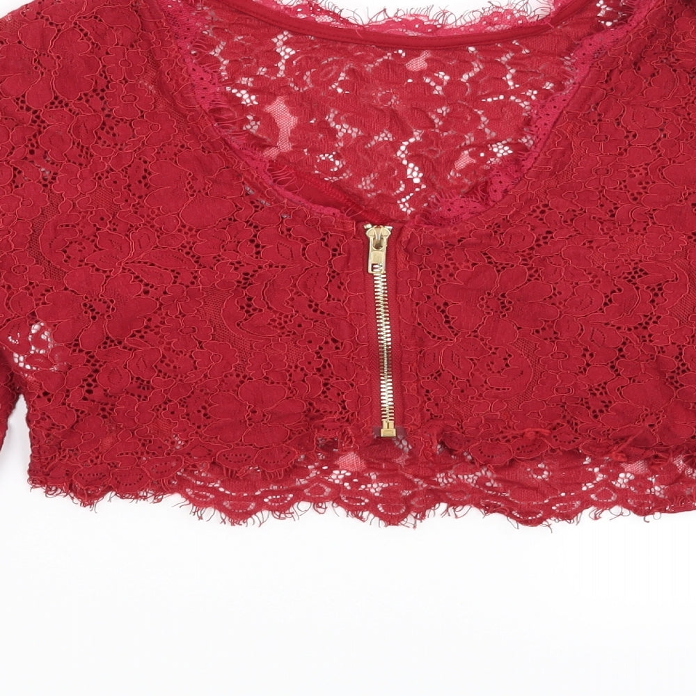 Boohoo Womens Red Floral   Blouse Size S
