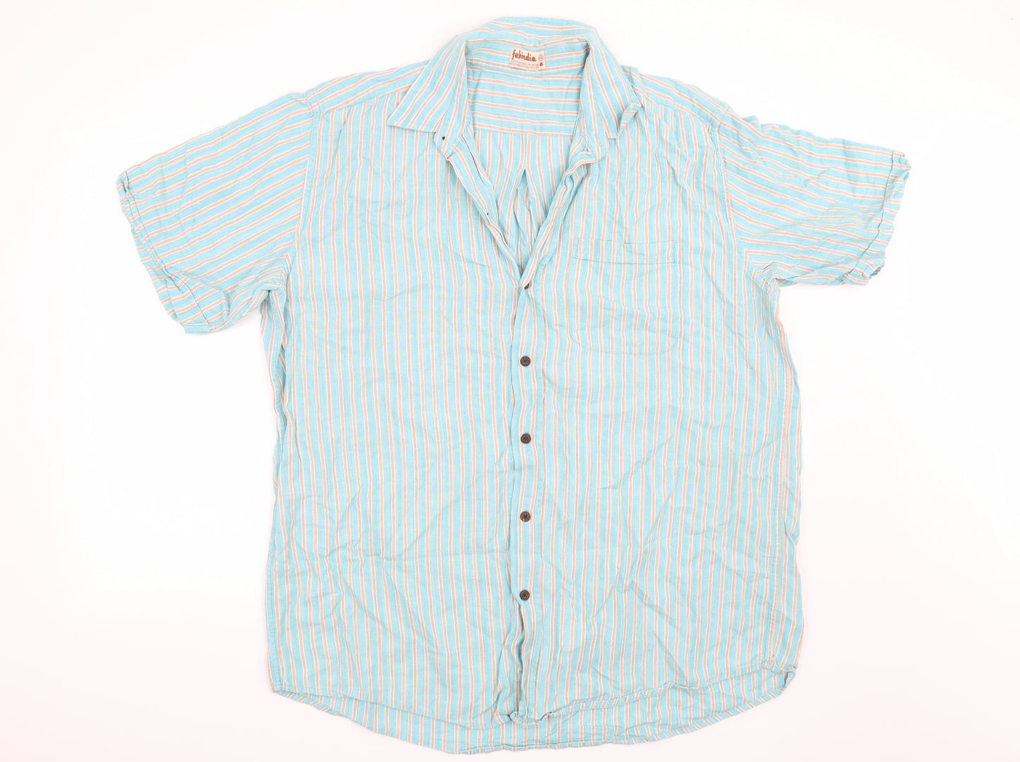 Preworn Womens Blue Striped  Basic Button-Up Size 16