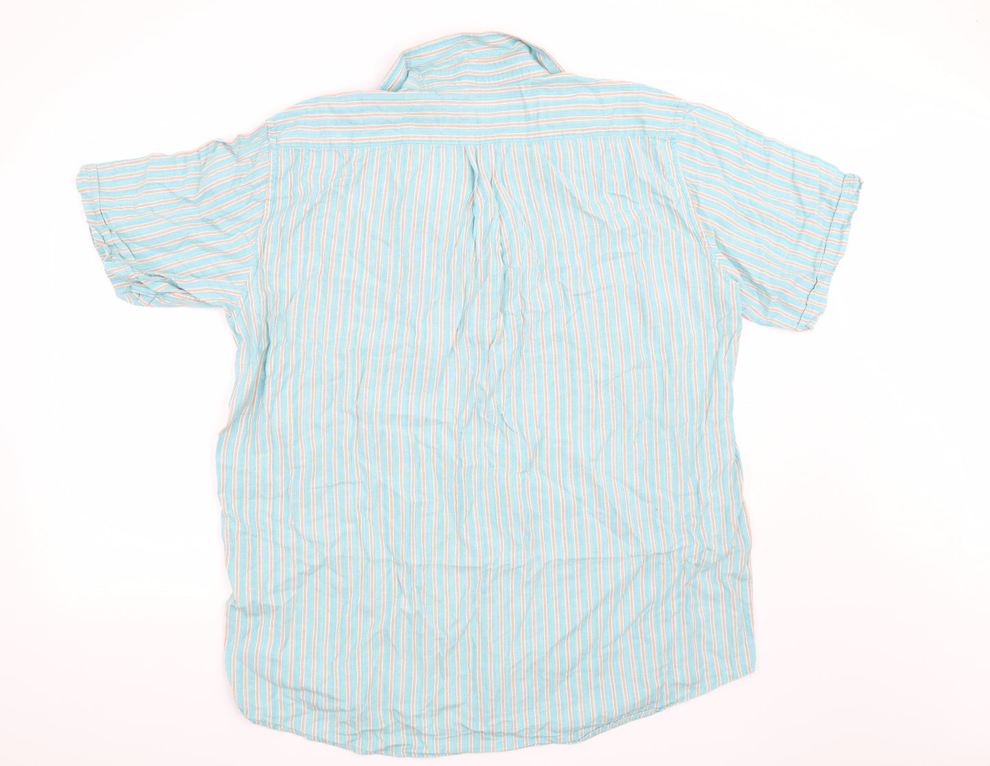 Preworn Womens Blue Striped  Basic Button-Up Size 16